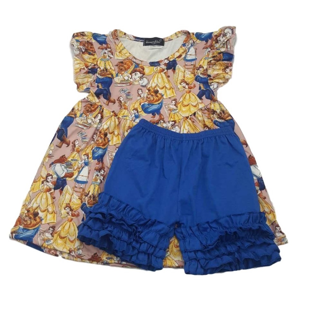 Boutique Harmony Bee Beauty & The Beast Flutter Shorts Tunic Set Many Sizes